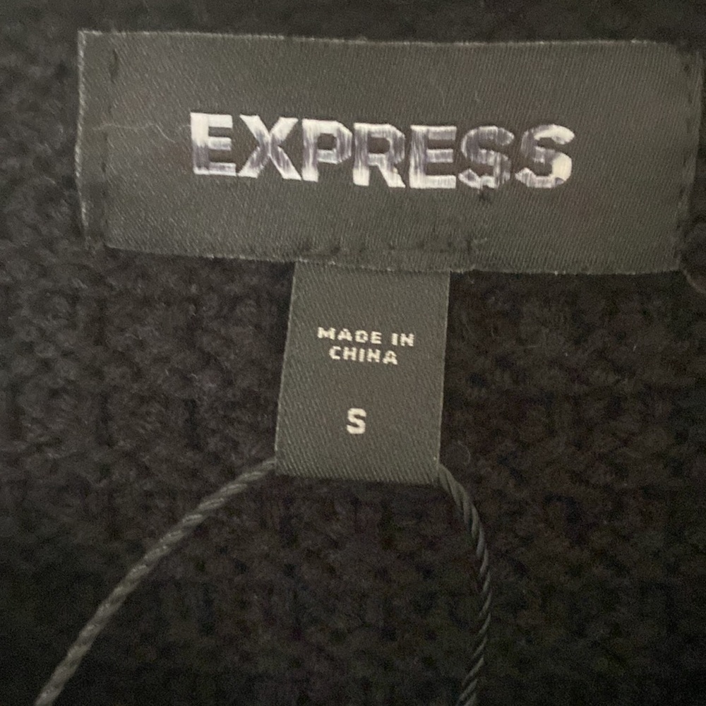 “Express” Black, Waffle, Rhinestone Button Sweate… - image 8